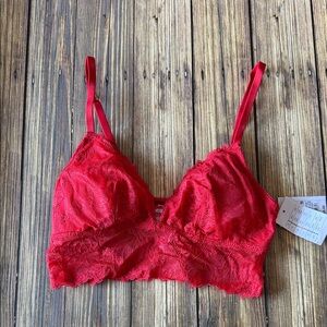 NWT Auden Red Longline Red Lace Bralette XS